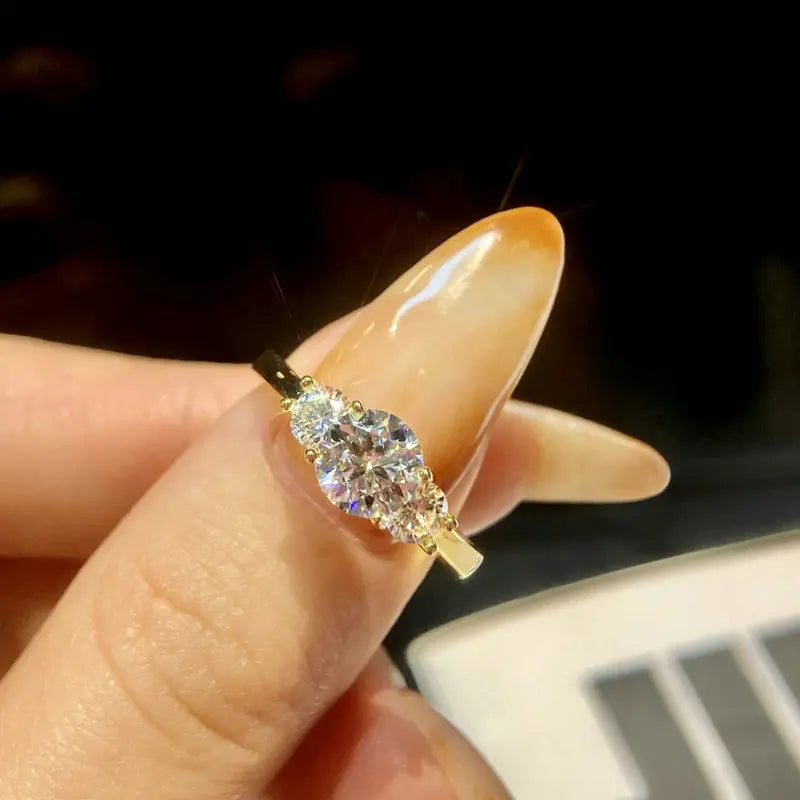 luckacco oxtao 3 stone engagement rings for women 925 sterling silver luxury jewelry 6.5mm wedding rings vvs1 d moissanite ring jewelry