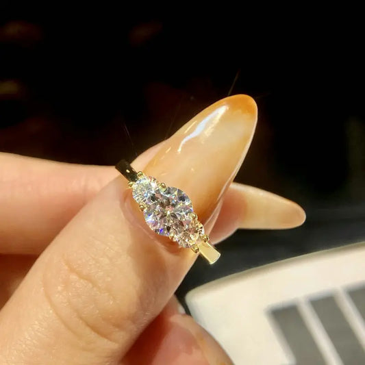 Luckacco OXTAO 3 Stone Engagement Rings for Women 925 Sterling Silver Luxury Jewelry 6.5mm Wedding Rings VVS1 D Moissanite Ring Jewelry