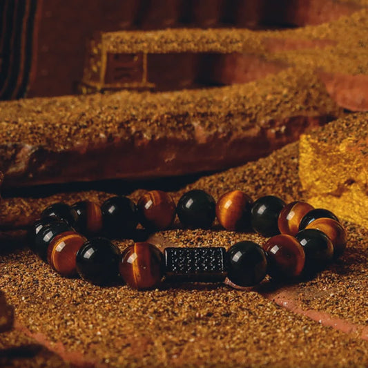 Luckacco 5A Real Natural Red Tiger Eye Beads Stone Bracelet Men Women Zircon Accessories Handmade Jewelry Gift for Girlfriend