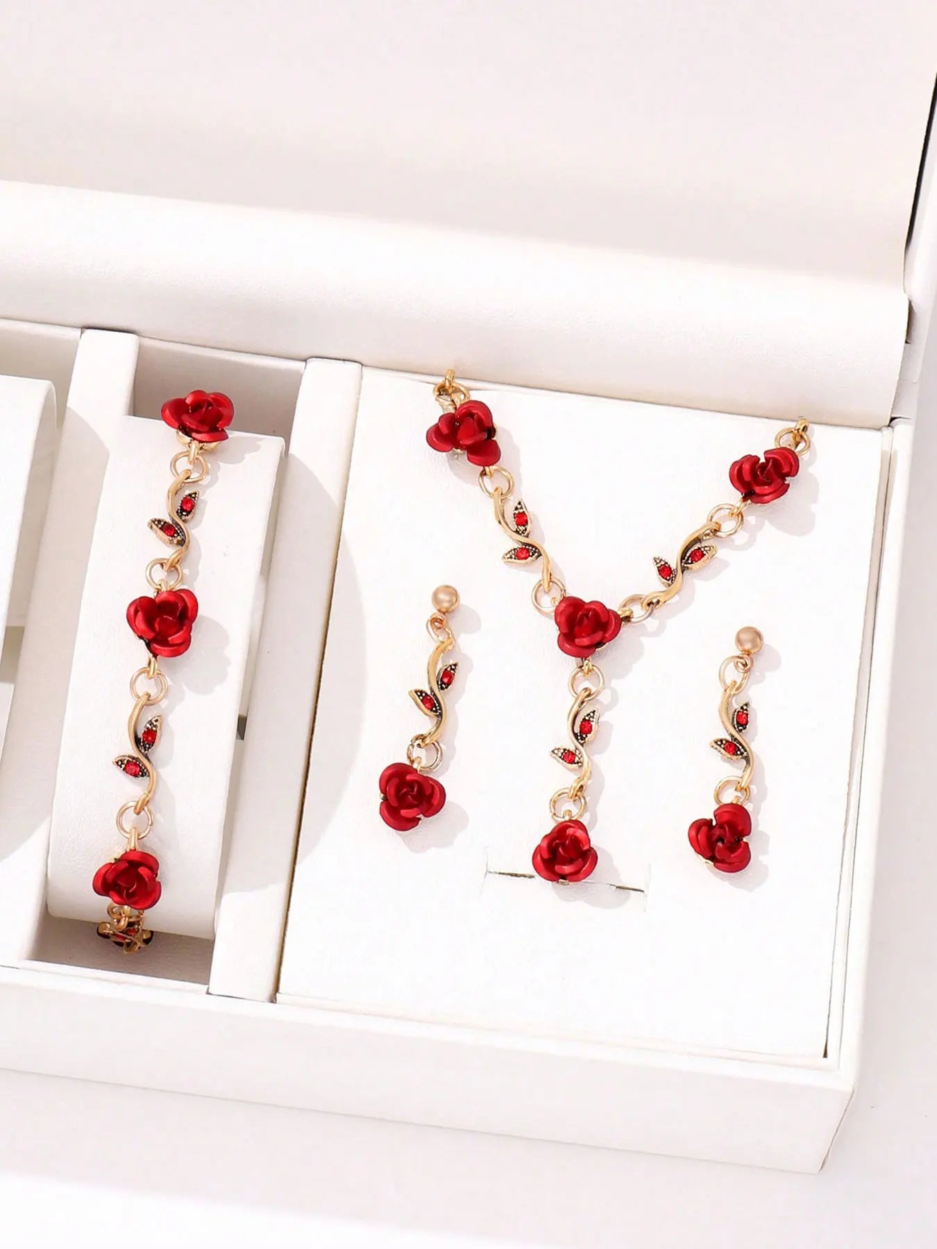 luckacco 4pcs women's jewelry set, luxury ladies fashion casual bracelets, necklace, earrings, jewelry set, suitable for daily wear, gift