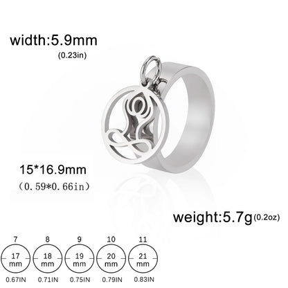 Luckacco Unift Women Stainless Steel Charms Rings Flower Leaf Spider Paw Pendant Finger Ring Fashion Minimalist Couple Jewelry