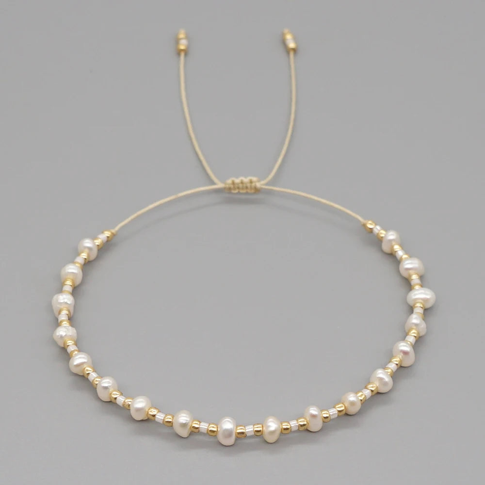 luckacco go2boho miyuki seed bead bracelet fashion dainty jewelry tiny natural freshwater pearl bracelets for women jewellery gift