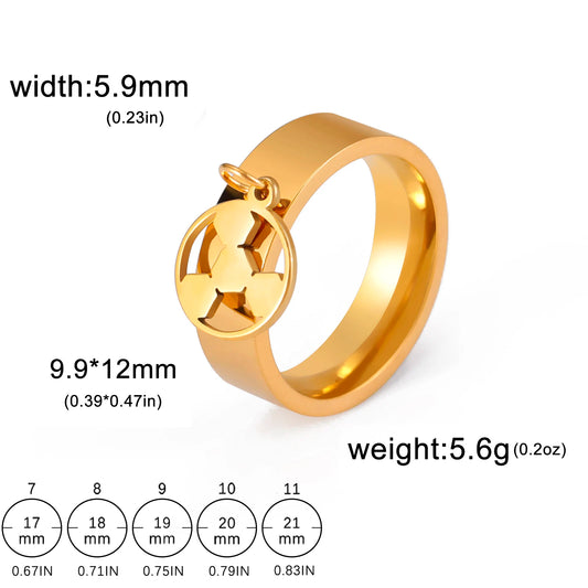 Luckacco Unift Women Stainless Steel Charms Rings Flower Leaf Spider Paw Pendant Finger Ring Fashion Minimalist Couple Jewelry