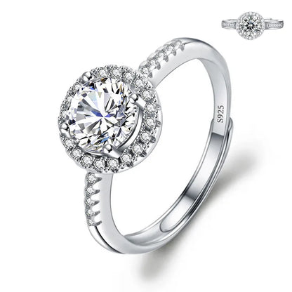 Luckacco Never Fade Luxury Classic 18K White Gold Color Ring Solitaire 2 Carat Zirconia Diamant Wedding Band Women Jewelry Accessories