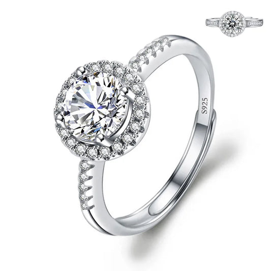 Luckacco Never Fade Luxury Classic 18K White Gold Color Ring Solitaire 2 Carat Zirconia Diamant Wedding Band Women Jewelry Accessories