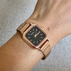 Luckacco Hot Sale Women Quartz Watch Square Dial Stainless Steel Bamboo Strap Casual Fashion Wristwatch Reloj De Mujer