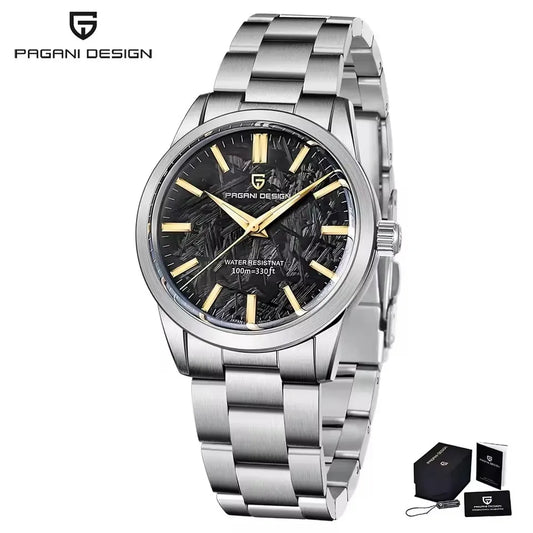 Luckacco PAGANI DESIGN 40MM Meteorite dial Men Quartz Watches Luxury Business Sapphire 316L Stainless Steel 100M Waterproof Watch For Men
