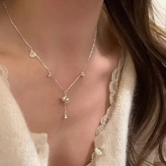 Luckacco PANJBJ 925 Sterling Silver Moonstone Necklace for Women Girl Individuality Geometric Simple Jewelry Birthday Gift
