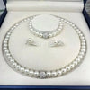 Luckacco 3 PCS set Imitation Pearl Fireball Necklace Bracelet Earring Stud Jewelry Set Silver Color Crystal Stone Elegant Bridal Jewelry