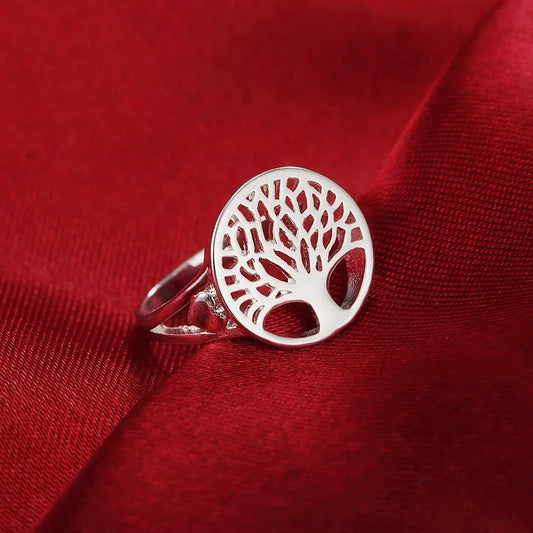 Luckacco Andara 925 Sterling Silver Ring Tree of Life Rings For Women Wedding Party Glamour Jewelry Gifts R892