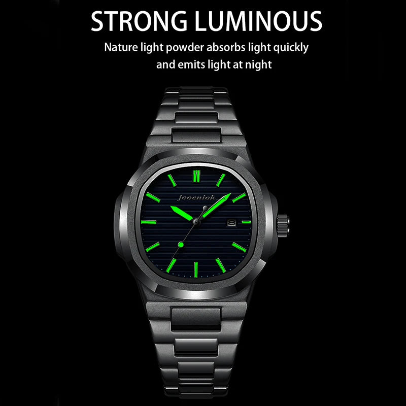 luckacco 2025 top brand luxury men wristwatch business waterproof luminous alloy polygonal case fashion quartz watch male with calendar