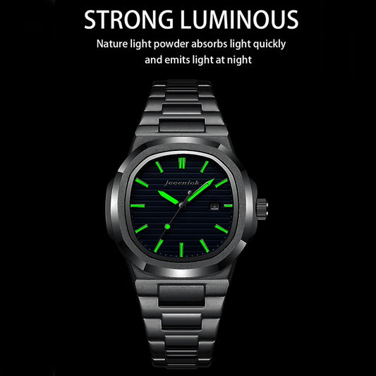 Luckacco 2025 Top Brand Luxury Men Wristwatch Business Waterproof Luminous Alloy Polygonal Case Fashion Quartz Watch Male with Calendar