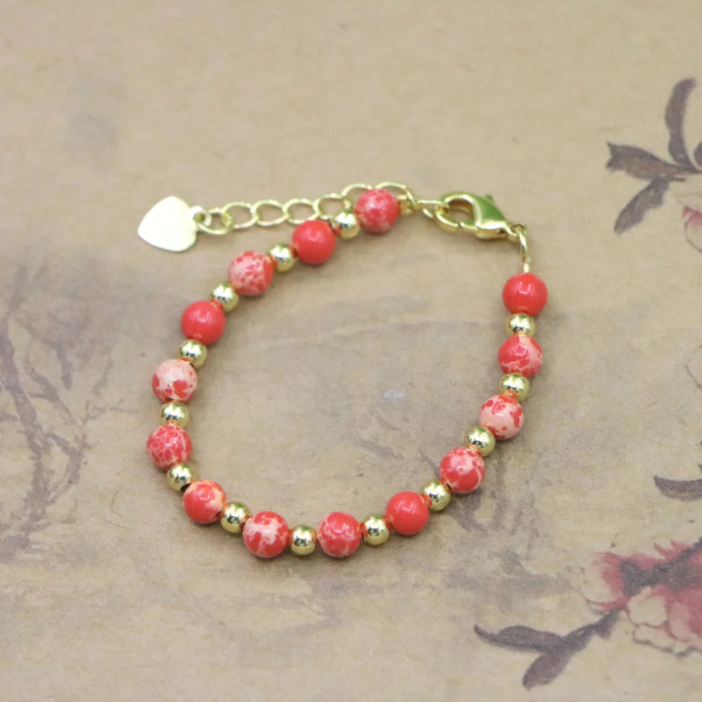 luckacco lovely fashion natural stone bead bracelet baby girls lobster clasp accessories girls yoga christmas wedding gift jewelry charm