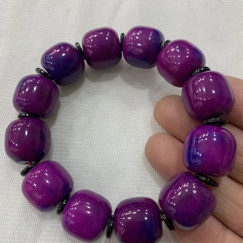 luckacco natural old material bracelet, purple apple bead bracelet, men's and women's round beads atmospheric jewelry gift