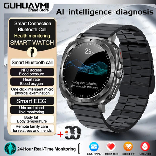 Luckacco 2025 New High-End Health Care Watch 7 Ultra Smart Watch Men ECG+PPG Uric Acid Blood lipids Body analysis BT Call NFC Smartwatchs