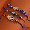 Luckacco 3pcs Turkish Evil Eye Palm Butterfly Bracelets for Men Women Lucky Eyes Bead Round Shaped Woven Chain Bracelets Jewelry Gift