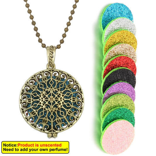 Luckacco New Aroma Kaleidoscope Retro Necklace Antique Locket Pendant Magnetic Perfume Essential Oil Diffuser Locket Aromatherapy Jewelry
