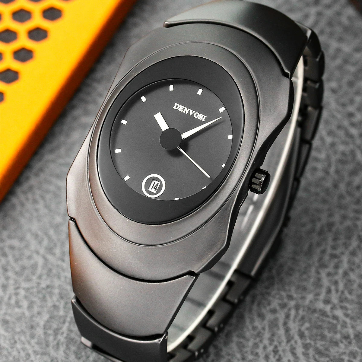 luckacco new men quartz watches unique sleek stainless steel casula business waterproof male wristwatches