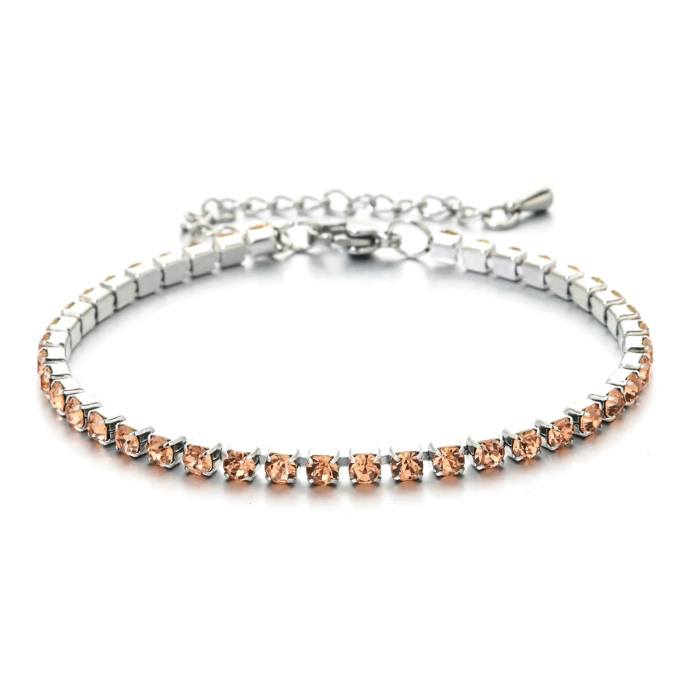 luckacco shop's pick 3mm micro pave zircon tennis bracelet for women new men bracelet homme stainless steel jewelry accessories