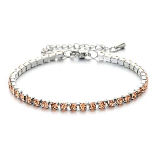 Luckacco shop's pick 3mm Micro Pave Zircon Tennis Bracelet for Women New Men Bracelet Homme Stainless Steel Jewelry Accessories