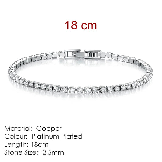 Luckacco Fashion Multicolor Tennis Bracelet for Women 2.5/3/4/5mm Zirconia Charm Designer Tennis Chain Men Bracelet Wedding Jewelry KC128