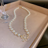 Luckacco 2023 New Fashion Trend Unique Design Delicate Vintage Zircon Flower Pearl Necklace Women Jewelry Wedding Party Premium Gift