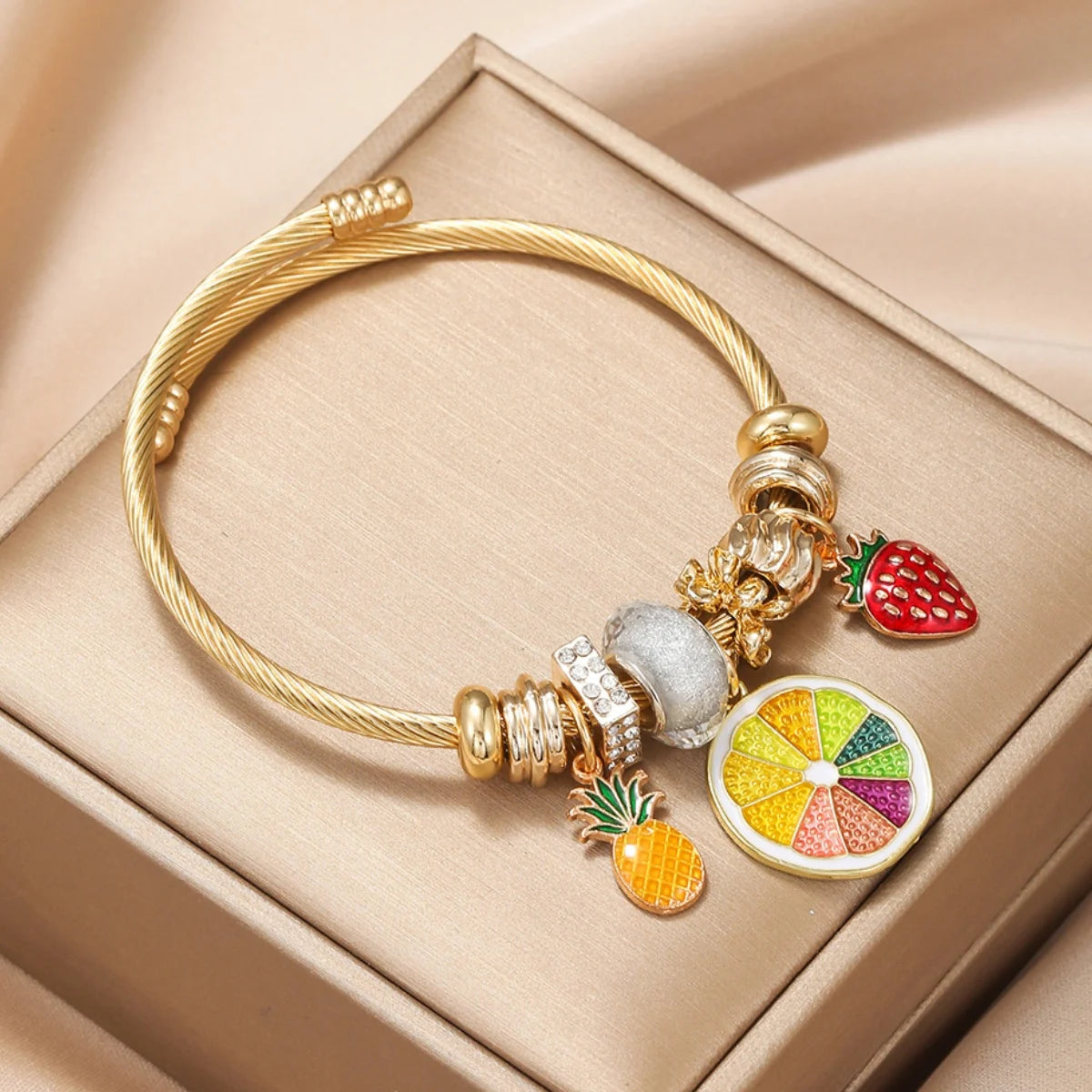 luckacco fashion multi element stainless steel circle panjiadora beaded love bracelet suitable for women's dating, daily holiday gifts