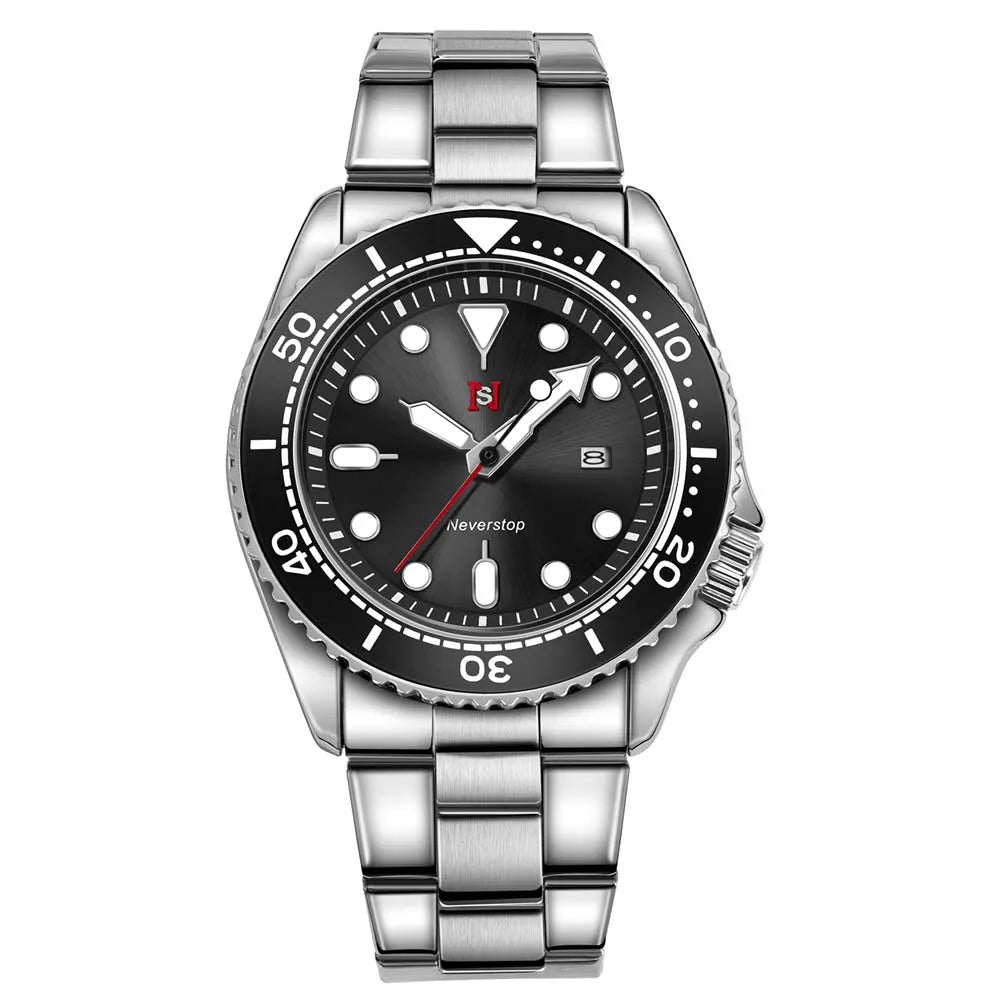 luckacco 2025 new men's quartz watch fashion classic business men's watch quartz watch men's luminous calendar steel belt watch student