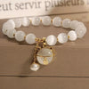Luckacco Exquisite Opal Beaded Bracelet for Women Elegant Lucky Cat Pendant Adjustable Bracelets Fashion Friendship Jewelry Gifts
