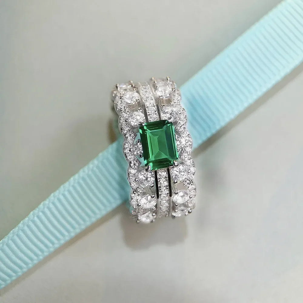 luckacco delicacy luxury white gold solid platinum pt950 women's diamond ring ring female emerald cut