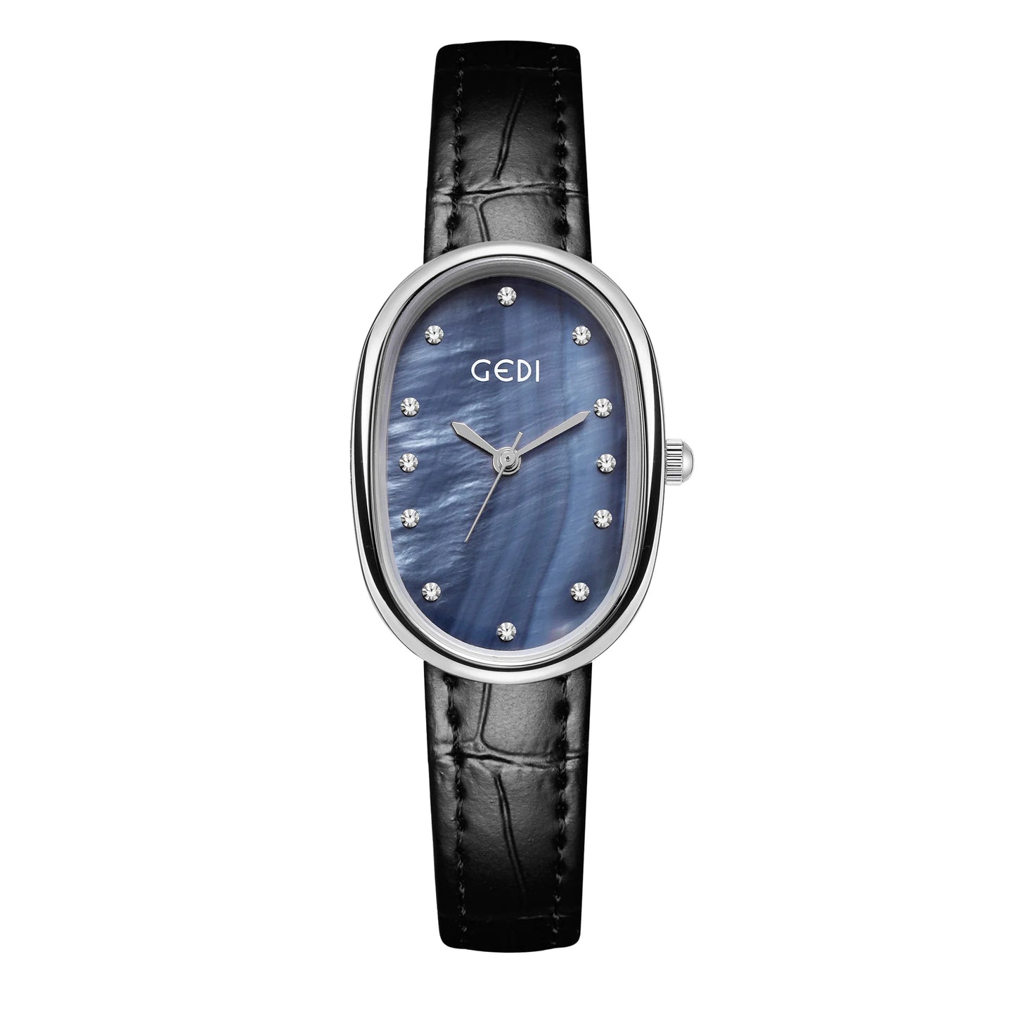 luckacco light luxury mother-of-pearl women's watch niche oval waterproof watch ladies litchi pattern leather belt quartz watch