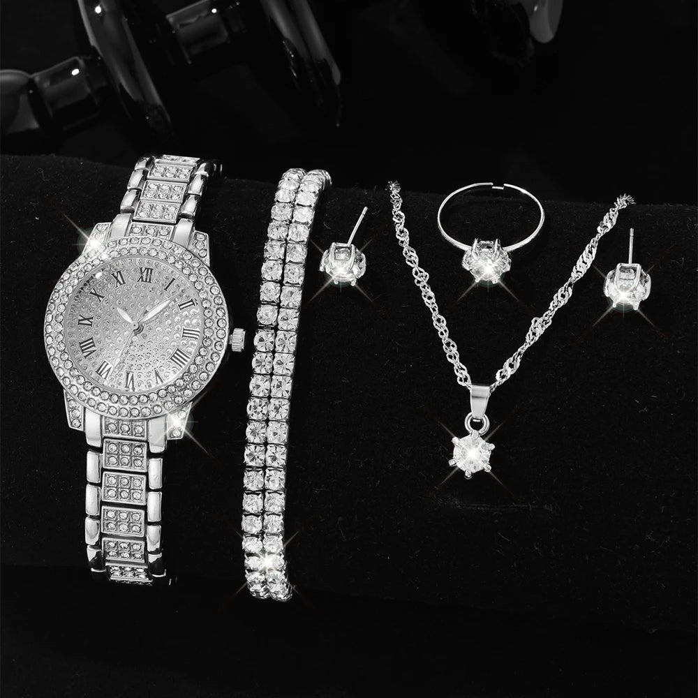 luckacco luxury women gold watch fashion ladies quartz diamond wristwatch elegant female bracelet watches set reloj mujer