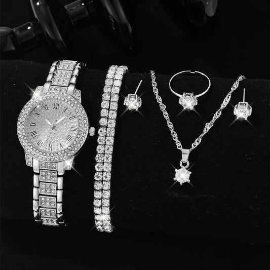 Luckacco Luxury Women Gold Watch Fashion Ladies Quartz Diamond Wristwatch Elegant Female Bracelet Watches Set Reloj Mujer