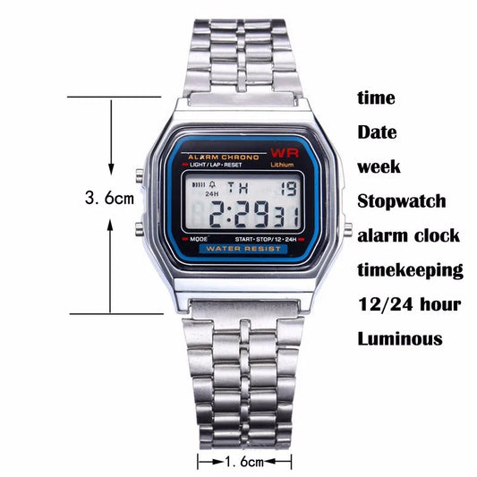 Luckacco New Women Men Unisex Watch Gold Black Vintage LED Digital Sports Military Wristwatches LED Electronic Digital Present Gift Male