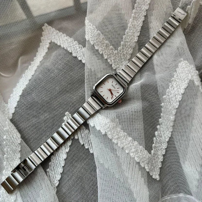Luckacco Hot Sale Women Quartz Watch Square Dial Stainless Steel Bamboo Strap Casual Fashion Wristwatch Reloj De Mujer
