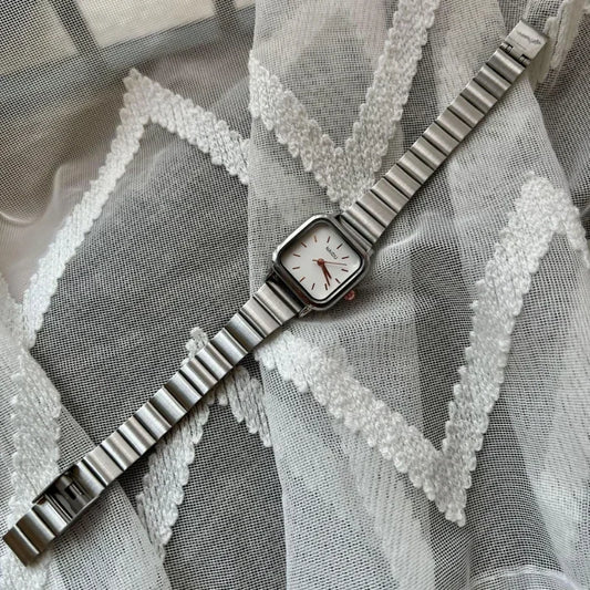 Luckacco Hot Sale Women Quartz Watch Square Dial Stainless Steel Bamboo Strap Casual Fashion Wristwatch Reloj De Mujer