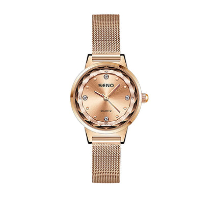 Luckacco Watches Fashion Elegant Diamond Mesh Strap Women's Watch Waterproof Quartz Watch Ladies Watch