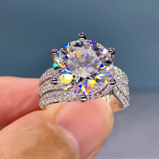 Luckacco 10MM Cubic Zirconia Wedding Bands Ring for Women Luxury Crystal CZ Ring Engagement Accessories New Arrival Trendy Jewelry R7851