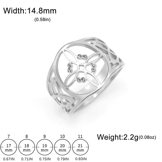 Luckacco Skyrim Witch Knot Ring Women Men Stainless Steel Finger Rings Witchcraft Wicca Triquetra Celtics Knot Amulet Jewelry Gift