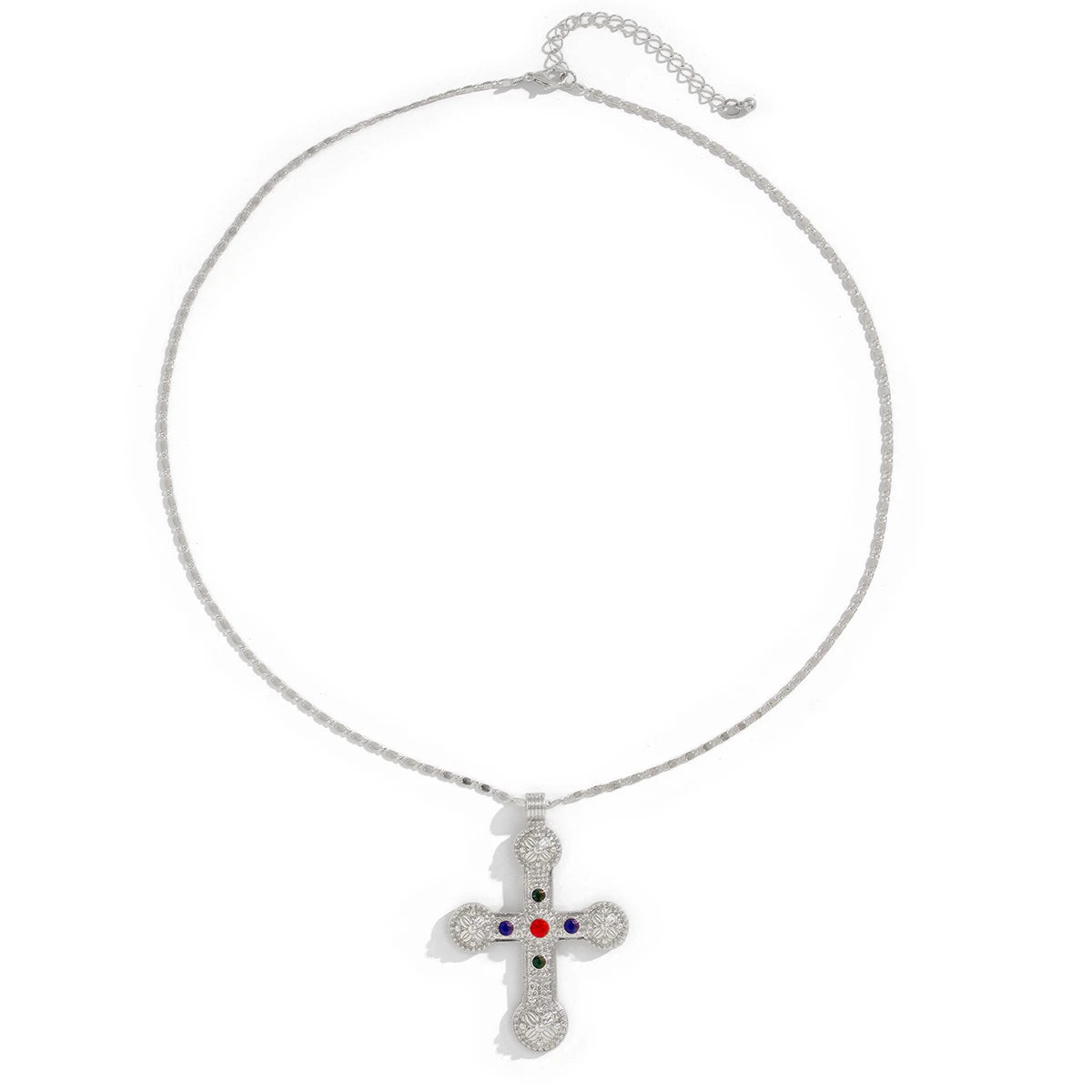luckacco ingemark vintage creative big imitation pearl jesus cross pendant choker necklace for men luxury adjustable chain grunge jewelry