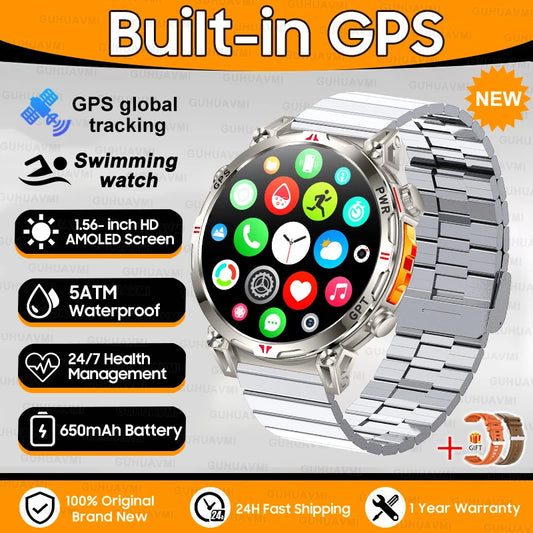 Luckacco New Military T-Rex 3 Bluetooth Call Smart Watch GPS Compass Barometric Altimeter 10ATM Waterproof Sports Smart Watch