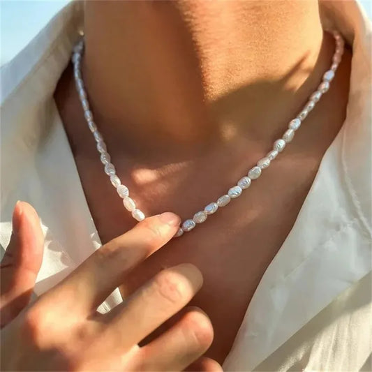 Luckacco Simple Baroque Imitation Pearl Bracelet Acrylic Beaded Women's Bracelet Fashion Jewelry Trend Accessories Bracelet for Men Women