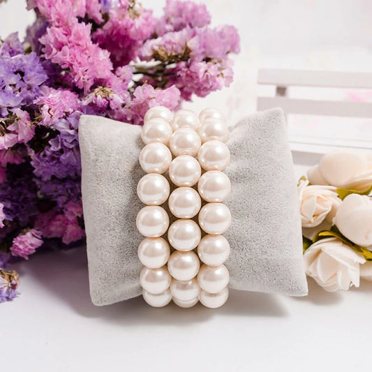 Luckacco Fashion Elegant Elastic White Pearl Bracelet For Women Men Wedding Banquet Stretch Bracelets 6-12mm Beads Handmade Jewelry Gift