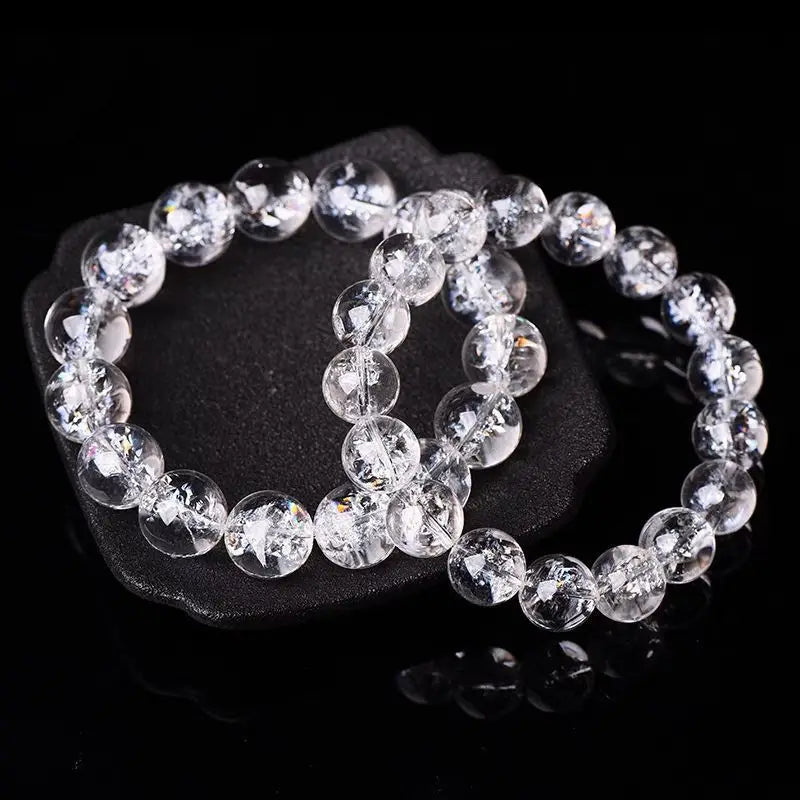 luckacco himalayan natural white crystal men's bracelet transparent colorful crystal rainbow jiao flower women's handstring jewelry gifts