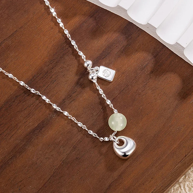 luckacco new trendy fashion 925 silver pearl simple elegant thin chain pendant necklace for women girl jewelry dropship