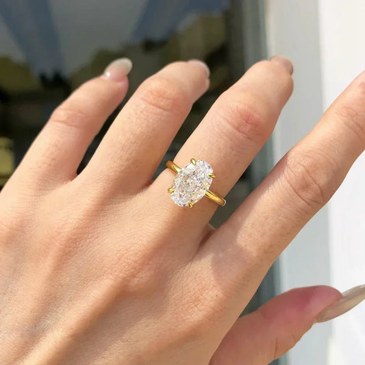 Luckacco Style Wedding High Luxury Oval Women Ring Anillos High-end Versatile Design Jewelry Anillos De Mujer Rings for Women Кольцо