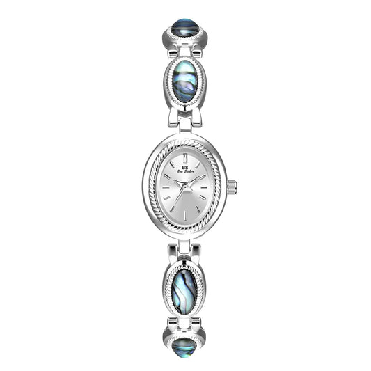 Luckacco Luxury Women's Quartz Watch Ladies Waterproof Retro Natural Jade Stones Chain Fashion Elegant Watches Gift For Girl