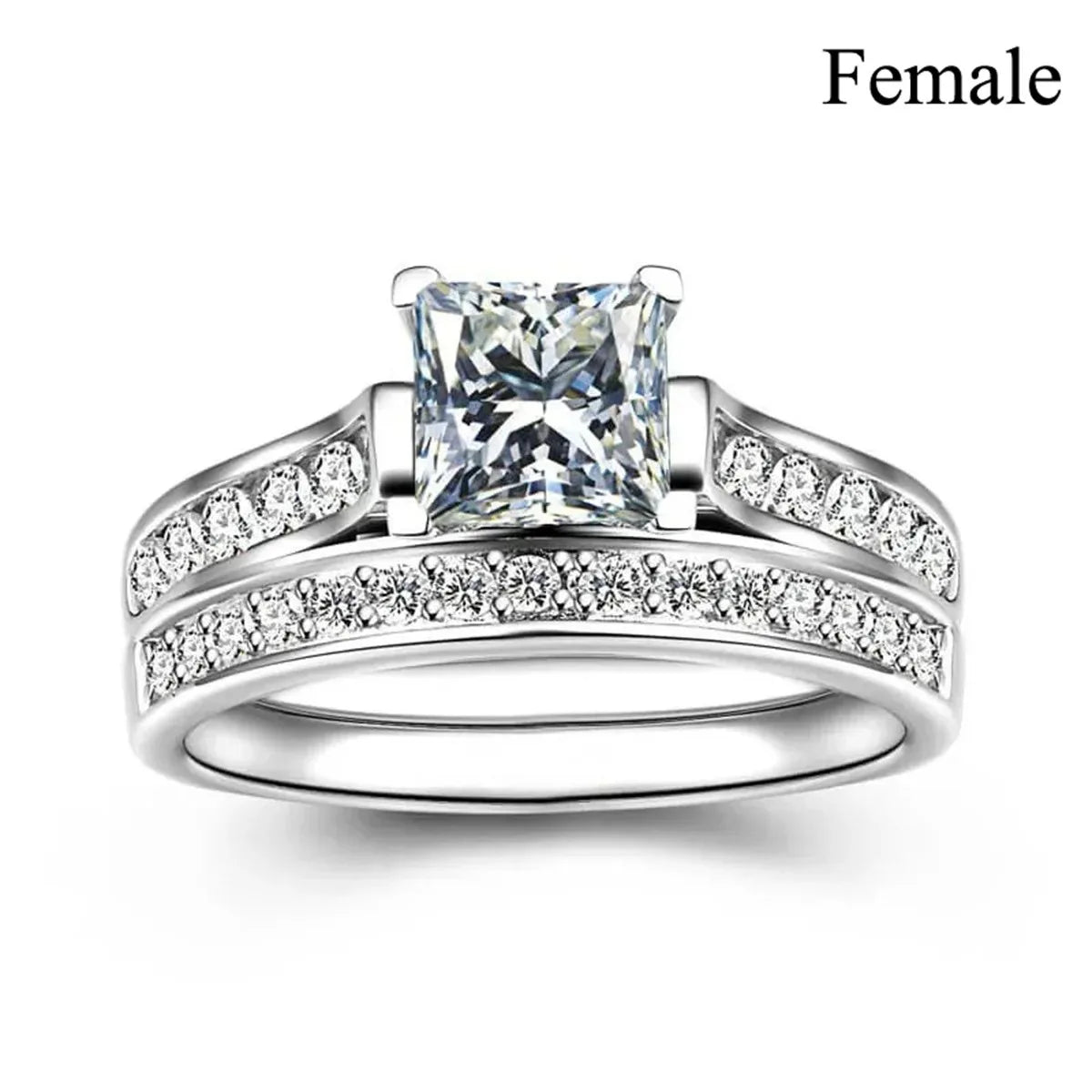 luckacco couple rings exquisite women rhinestones zirconia rings set simple gold color men stainless steel cz stone rings wedding jewelry
