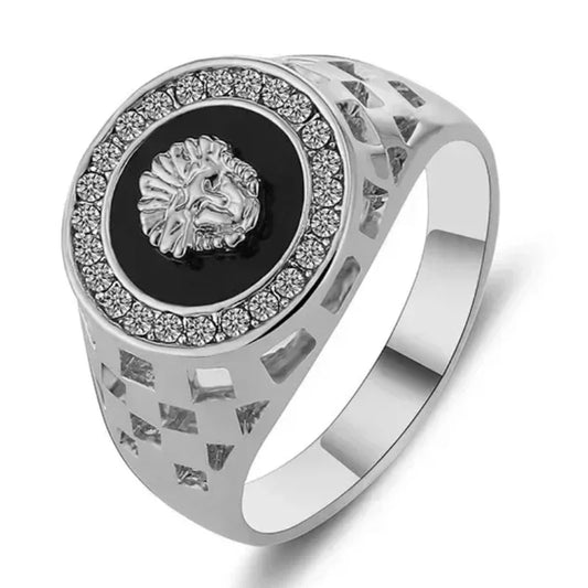 Luckacco Creative Medusa Ring for Men Inlaid with Zircon Fashion Domineering Rings Female Punk Style Jewelry Couple Gift