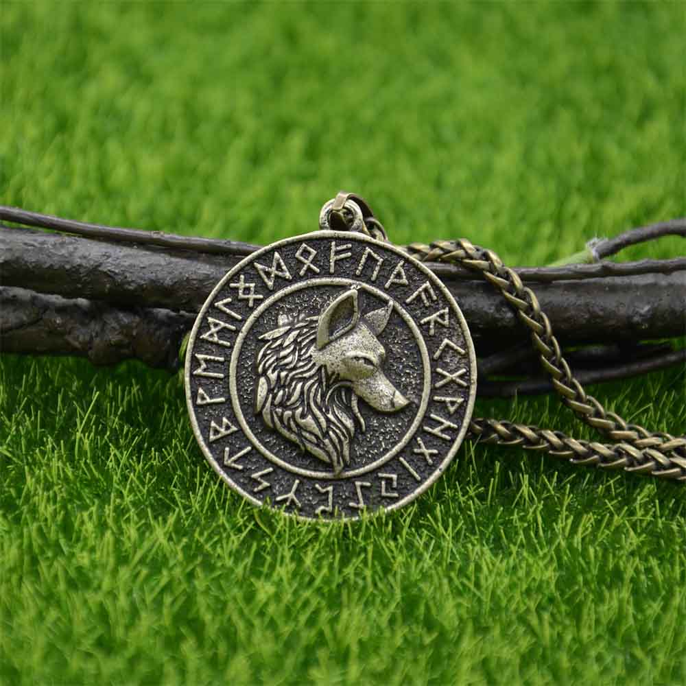 Vikings Wolf Pendant Norse Runic Runes Amulet And Talisman Jewelery Viking Necklace Dropship Suppliers - luckacco